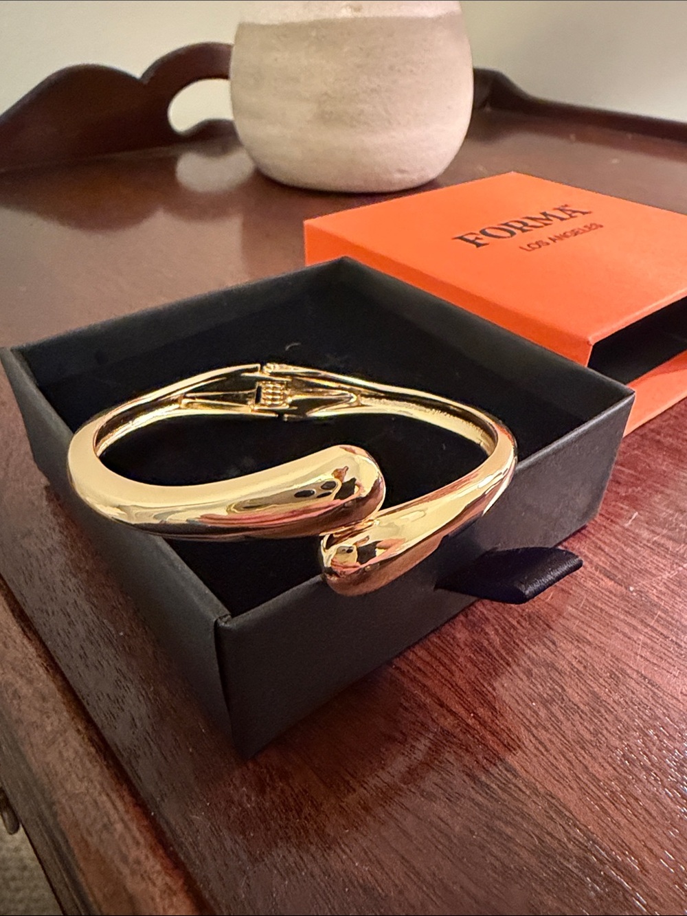 FORMA Los Angeles Sculptural Gold Cuff Bracelet Tarnish Resistant